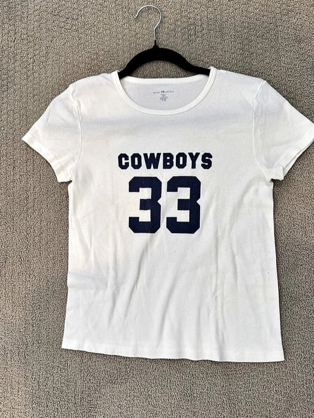 Brandy Melville Cowboys 33 T-Shirt White & Blue